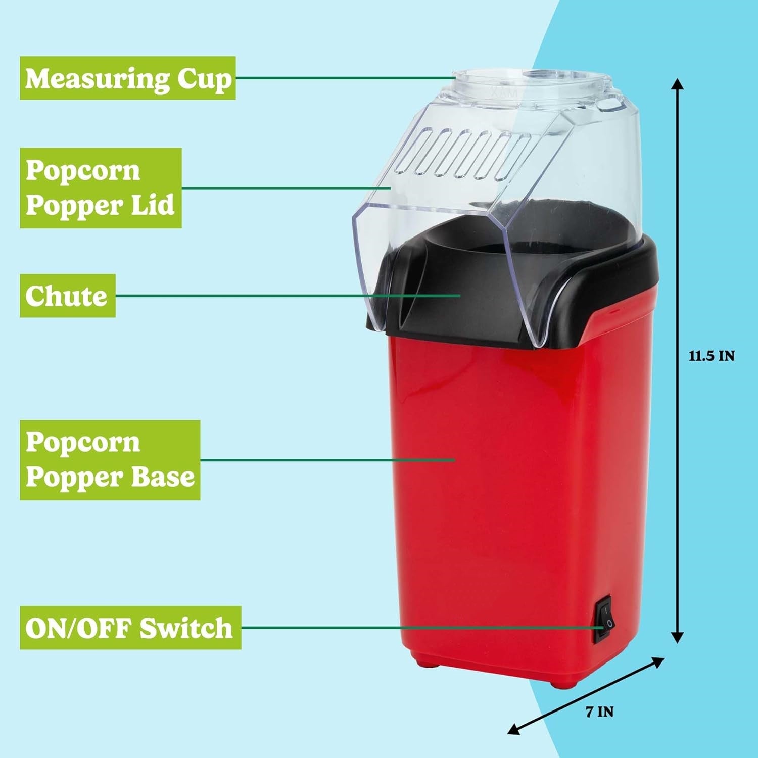 Portable Air Popcorn Popper for Party & Movie Night