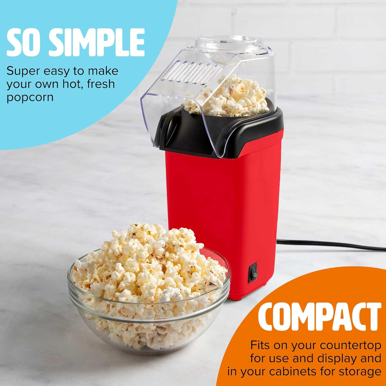 Portable Air Popcorn Popper for Party & Movie Night