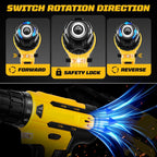 21V 2.0Ah Cordless Drill 30Nm 21+1 Torque LED Yellow