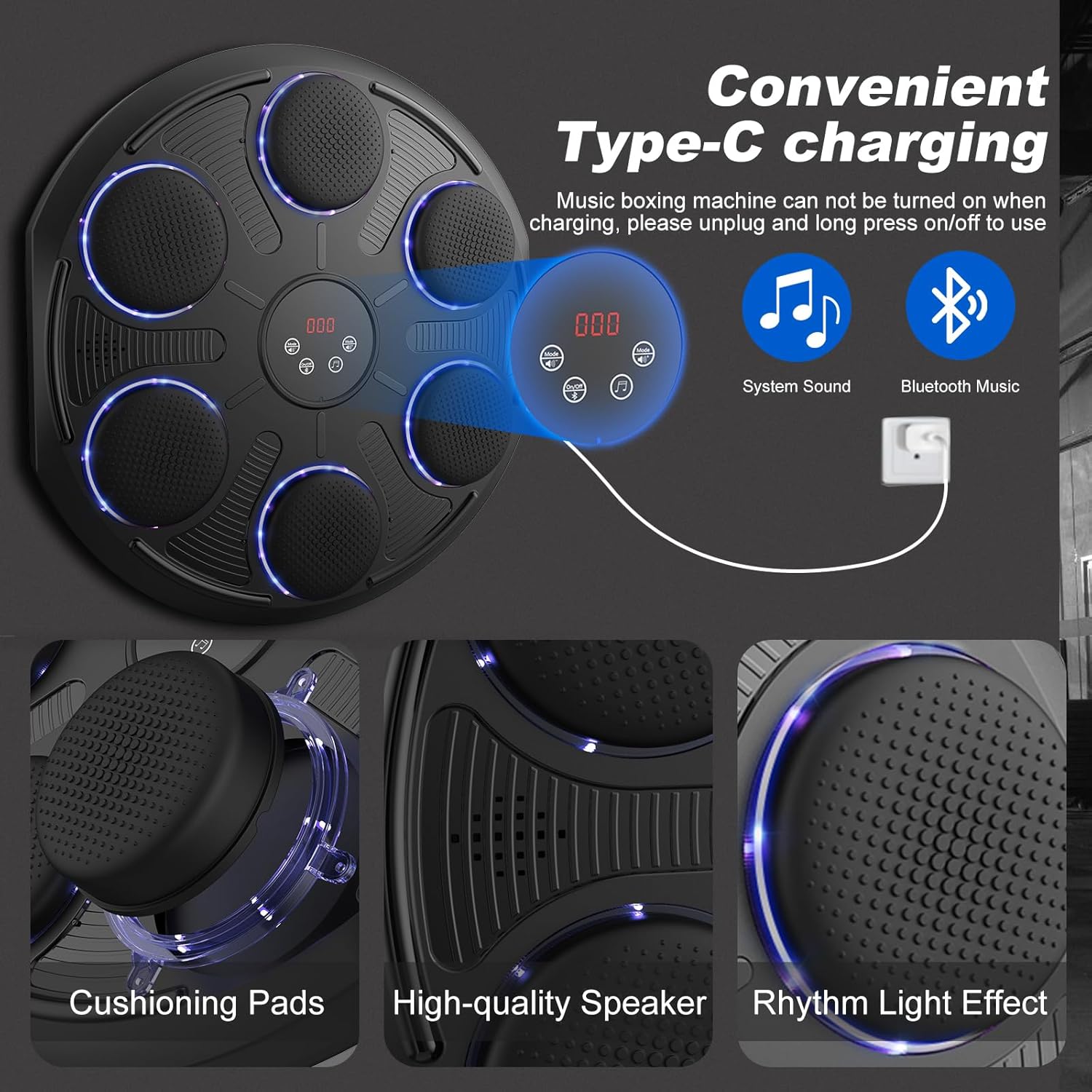 Music Wall Boxing Machine w/Gloves 12 Modes Home Training
