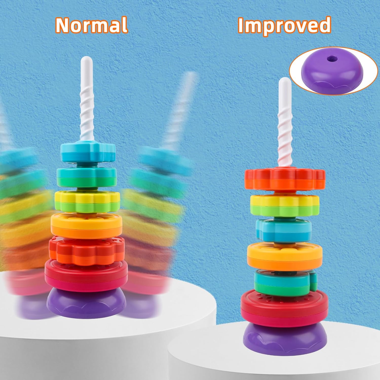Rainbow Spinning Stacking Ring Toy Montessori Educational Toy