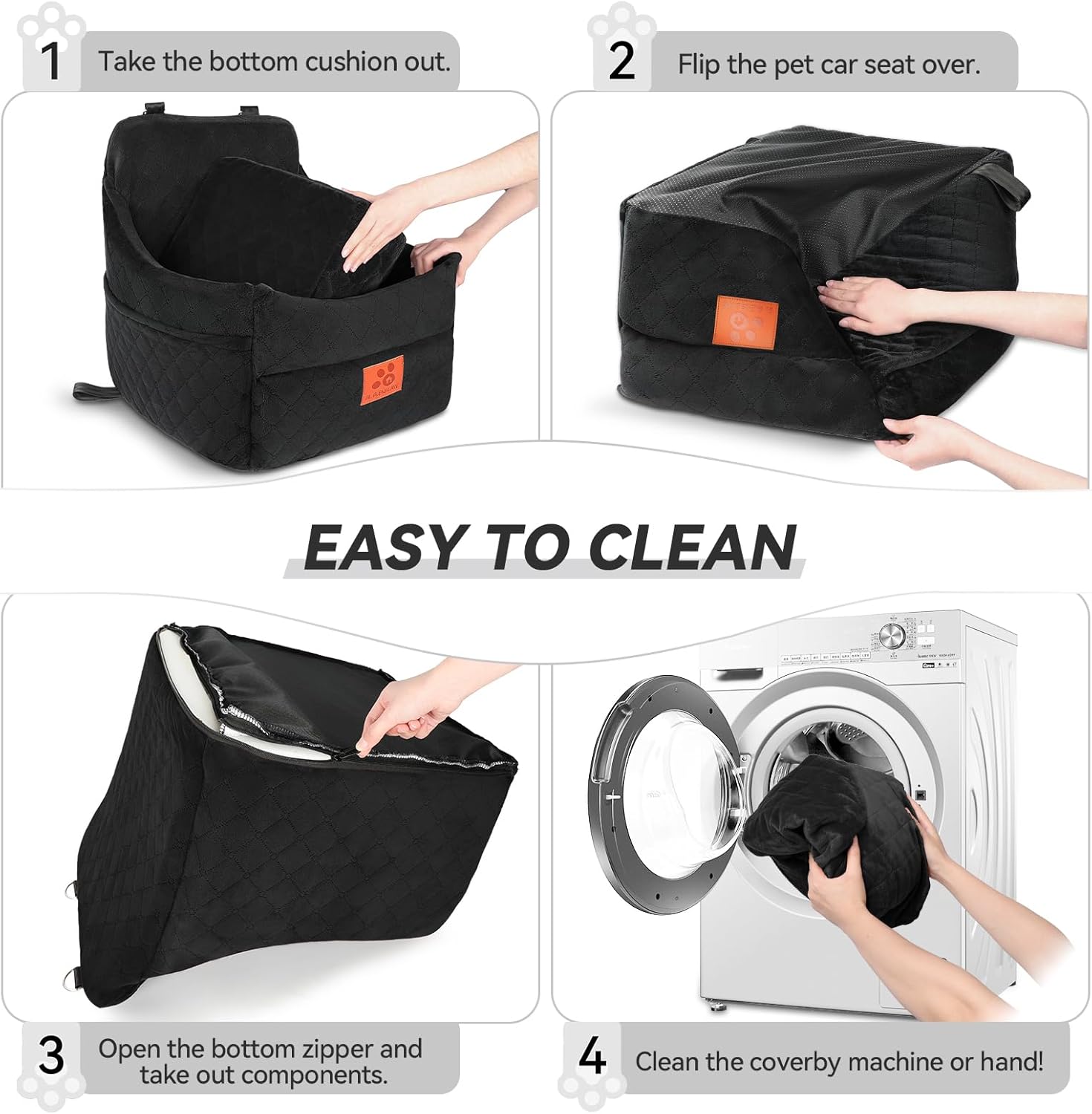 Comfortable pet car seat with dual seat belts for a secure and non-slip grip.