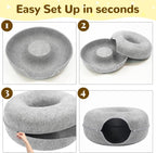 Detachable Large Cat Cave Bed Tunnel for Indoor Cats