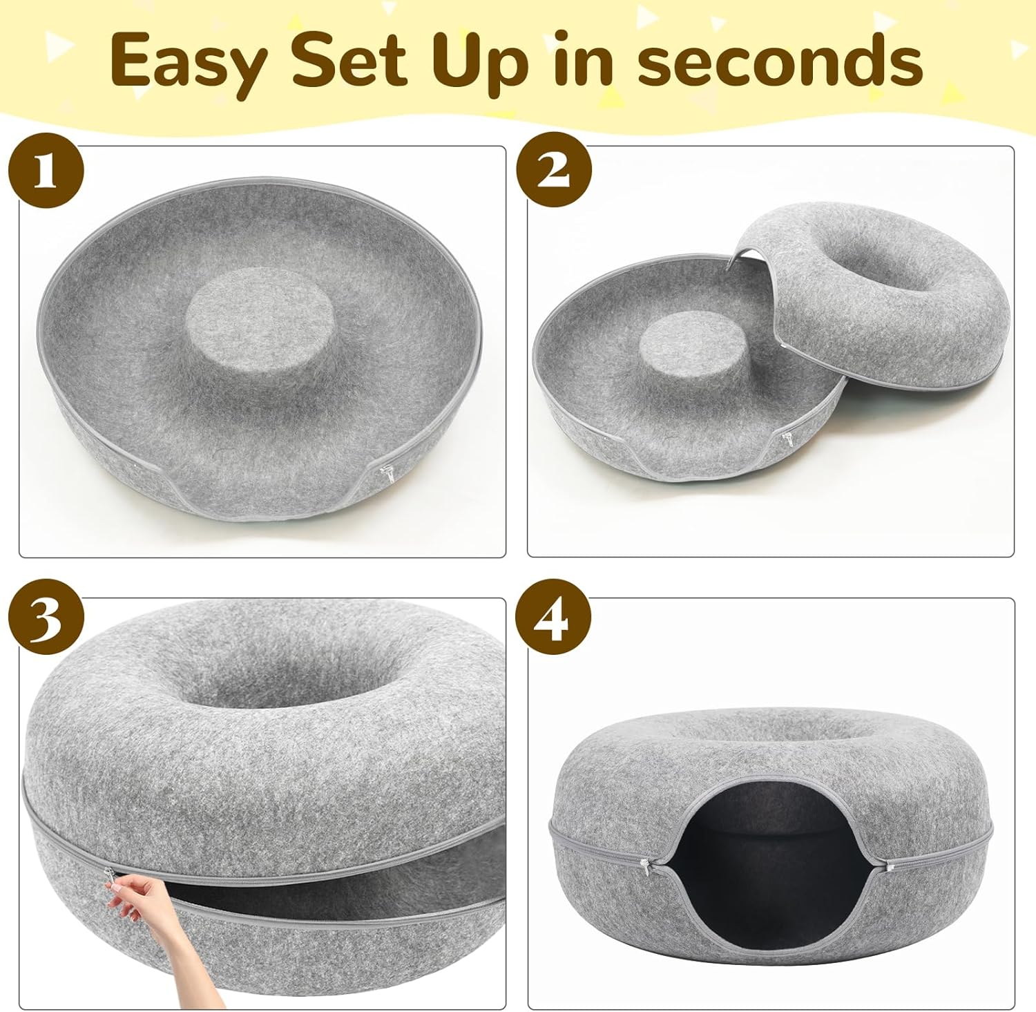 Detachable Large Cat Cave Bed Tunnel for Indoor Cats