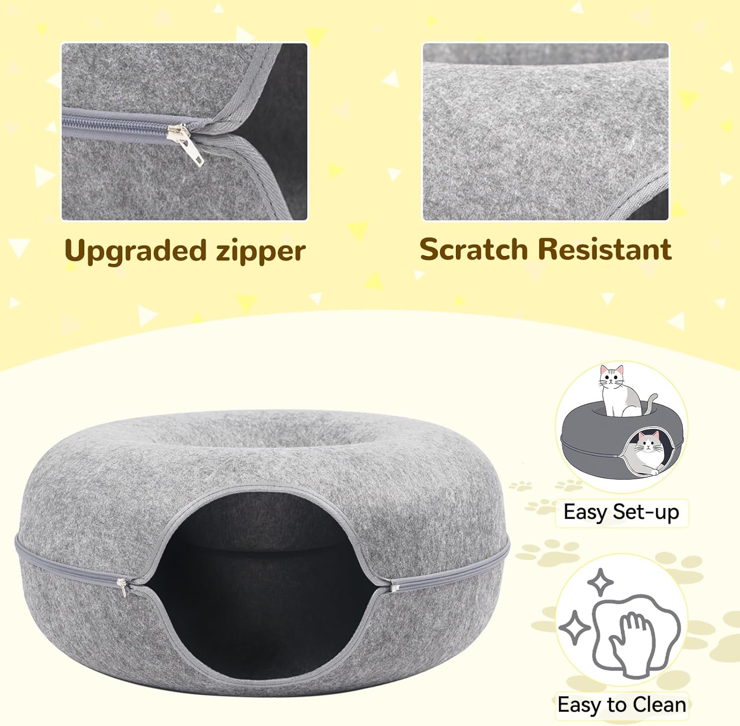 Detachable Large Cat Cave Bed Tunnel for Indoor Cats