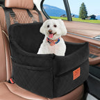 Comfortable pet car seat with dual seat belts for a secure and non-slip grip.