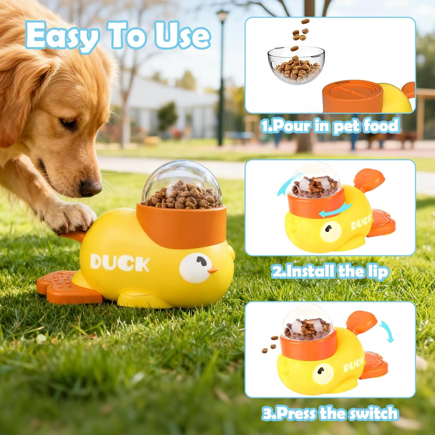 Cute Duck-Shaped Interactive Treat Toy, Pet Puzzle Slow Feeder