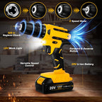 21V 2.0Ah Cordless Drill 30Nm 21+1 Torque LED Yellow