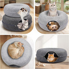 Detachable Large Cat Cave Bed Tunnel for Indoor Cats