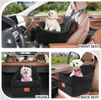 Comfortable pet car seat with dual seat belts for a secure and non-slip grip.